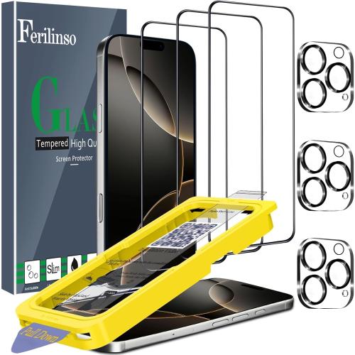 Ferilinso 3 Pack Screen Protector for iPhone 16 Pro Max, Tempered Glass