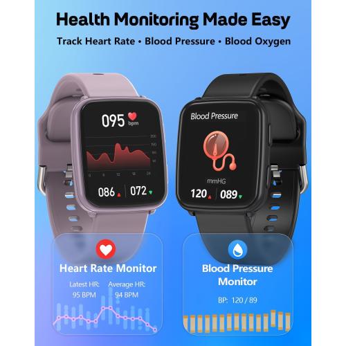 MorePro Fitness Tracker with 24/7 Heart Rate & Blood Pressure Monitor, Blood Oxygen & Sleep Tracker, Smart Watch with Step Calorie Counter, IP68 Waterproof Activity Tracker for Women Men Android iOS