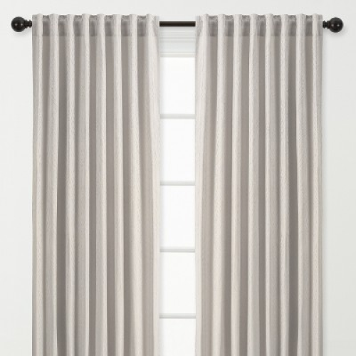 Chanasya 2pk Embossed Textured Sheer Window Curtain Panels - Set of 2 - 52 x 63 Inches Long - Leaf, Beige