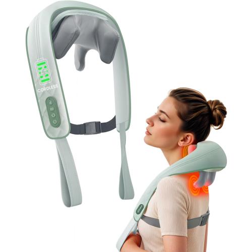 Snailax Cordless Neck Massager with Heat, Shiatsu Neck Shoulder Massager for Pain Relief Deep Tissue, 4D Kneading Shiatsu Back Massage Pillow, Gifts for Women, Men