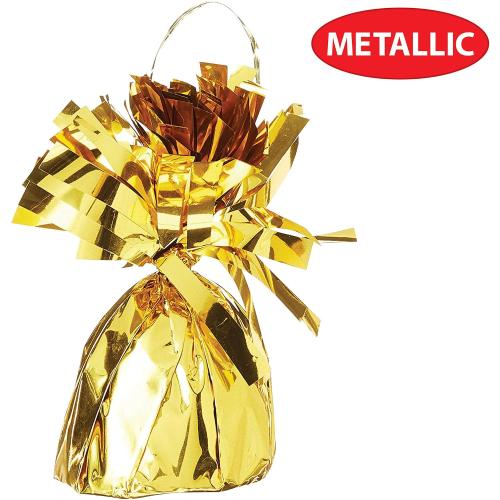 Beistle Metallic Wrapped Balloon Weight – 6 Pack, Gold Balloon Centerpiece Bouquet Holders, Party Decoration Accessories for Birthdays, Weddings, Graduations, and Retirement Celebrations, 6 Oz