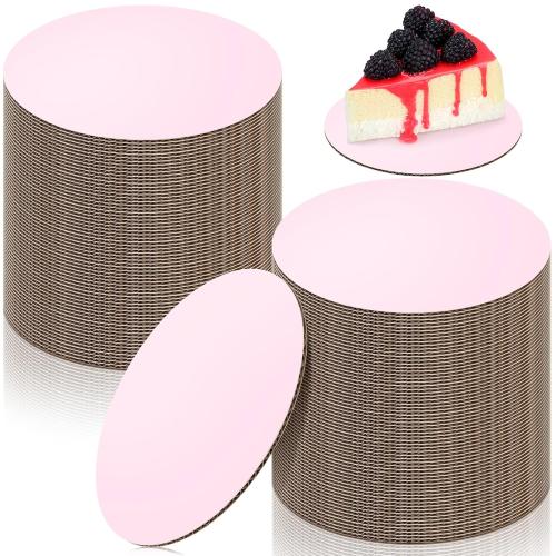 Newtay 100 Pcs 5 Inch Mini Round Cake Boards, Pink