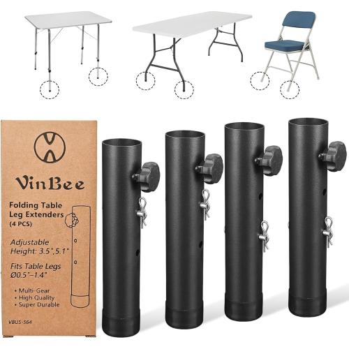 VinBee Folding Table Risers,Folding Table Leg Extenders,2-Levels Height Adjustable Risers for DIY & Office,Dining,Standing Desk 4 Pack (7.7 inch)-Legs for Furniture