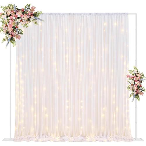 Fomcet 10x10ft Backdrop Stand Heavy Duty White Adjustable Pipe and Drape