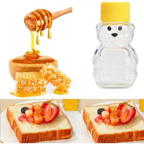 6 Pack Honey Bear Bottle 2oz Bear Shape Clear Empty Honey Bottles Honey Jar with Screw Lid,Plastic Mini Honey Jars Party Favors for Storing and Dispensing (6)