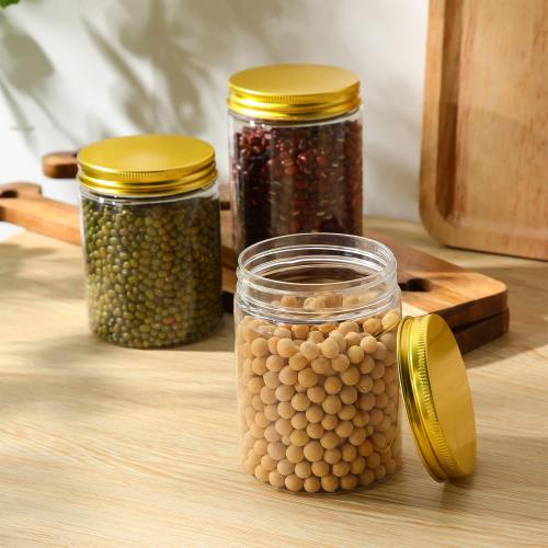 Aoriher 48 Pcs 8 oz Plastic Jars with Lids Round Clear Containers, Gold