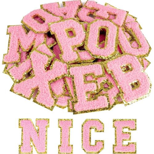 ASTARON 52 Pcs Self Adhesive Letter Patches Chenille Stickers Cloth Patch