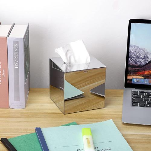 Sumnacon Square Tissue Box Cover Wall Mounted Tissue Box Holder,Silver