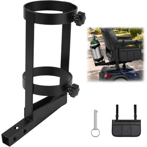 Oxygen Tank Holder for Mobility Scooter & Power Wheelchair with Storage Bag