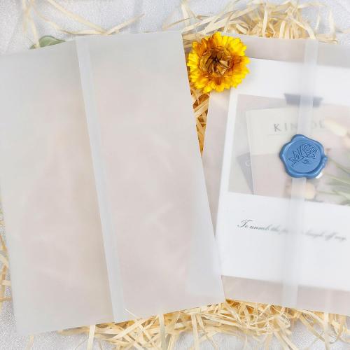 Pilloze 50 Pack Vellum Jackets for 5x7 Invitations - Pre-Folded 115GSM Wedding Invitation Wraps for Wedding, Invitation Cards, Greeting Cards, Baby Shower, Birthday