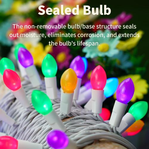 BOHON Easter Lights String 50 LED Multi Color Christmas Lights, White Wire