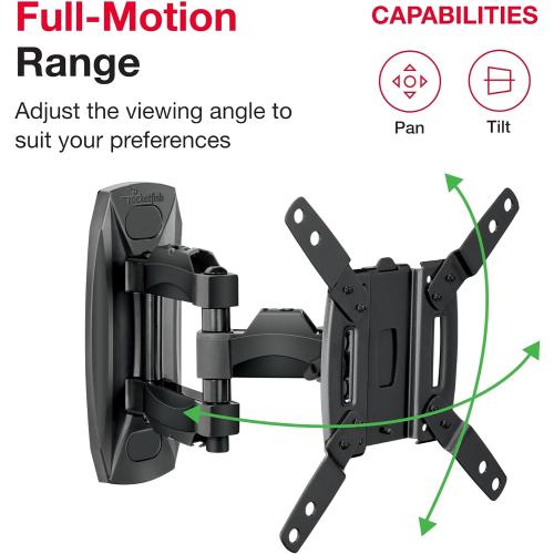 Rocketfish - Full-Motion TV Wall Mount for Most 19 - 39 TVs - Black
