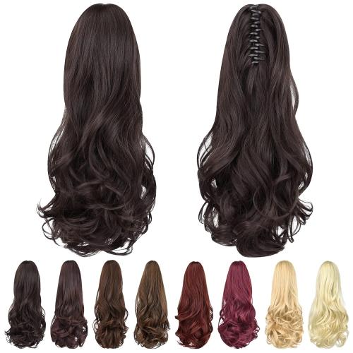 ponytail extension,16 claw clip hair extensions ponytail short curly hair ponytail Extension Natural Looking Synthetic Hairpiece for Women Black brown