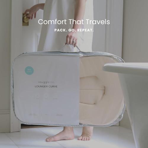 snuggle me® Baby Lounger Curve (0-6 Months) - Premium Organic Cotton with Foam Core, Machine-Washable Cover, Buttery-Soft & Breathable CSPC Compliant Infant Lounger Baby Nest with Travel Bag - Slate