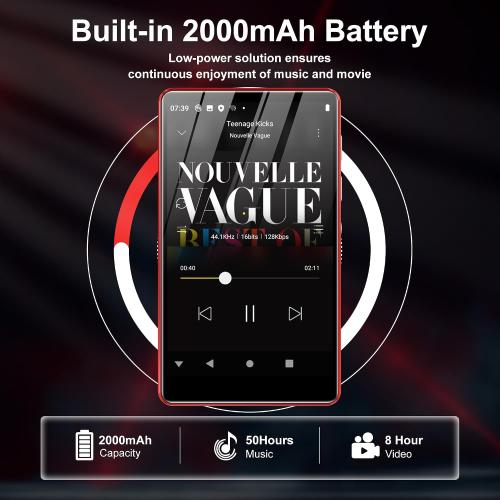 80GB Music Player, MP4 MP3 Player with Bluetooth and WiFi with 4-inch IPS Touch Screen Digital Audio Players, M503 Pro Spotify Player with Amazon Music, Audible, Chrome Browser, Support Up 512GB Red
