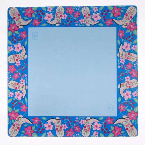 Hutch & Nook Mahjong Mat | 33 Non-Slip Card Table Cover | Decorative Game Mat for Mahjong Set, Dominoes, Poker & More (Blue Cowboy Boot)