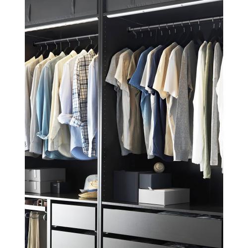 Closet Rods for Hanging Clothes, 17 to 129 Inches Stepless Adjustable Metal Closet Rod, 1.3 Inches Heavy Duty Clothes Hanging Rod for Closet Wardrobes Laundry RV, Black