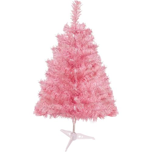 2ft Pink Artificial Christmas Tree,Mini Tabletop Xmas Pine Tree with 80 Branch Tips and Plastic Stand for Indoor and Outdoor Decoration