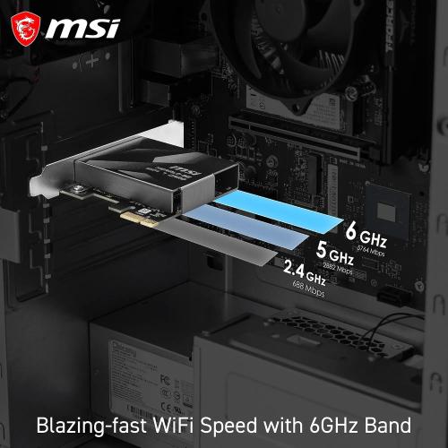 MSI Herald BE9400 PCIe Card WiFi 7 Three-Band for Desktop, Bluetooth 5.4, 6GHz, MLO, 320MHz, 5.8 GB/s