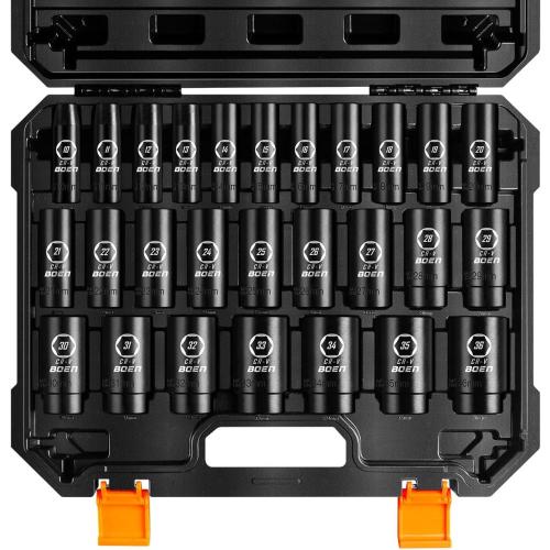 MISSING PART ‼️boen 10mm-36mm 1/2” Drive Metric Socket Set, Impact Deep Socket, 6-Point Axle Nut Socket with Portable Case, Rugged Construction, CR-V Steel, 27PCS