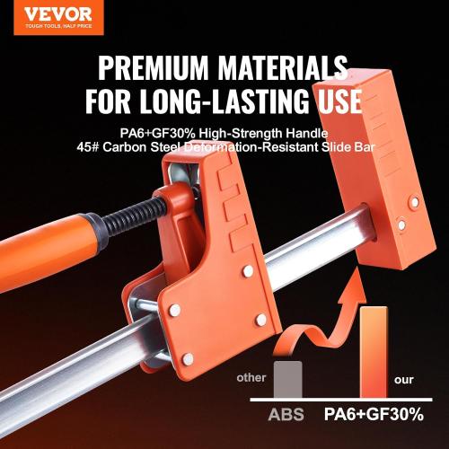 VEVOR Bar Clamps for Woodworking, 2-Pack Parallel Clamp Set, F Clamp, Even Pressure, High-strength Plastic and Carbon Steel, Wood clamps for Woodworking Metal Working