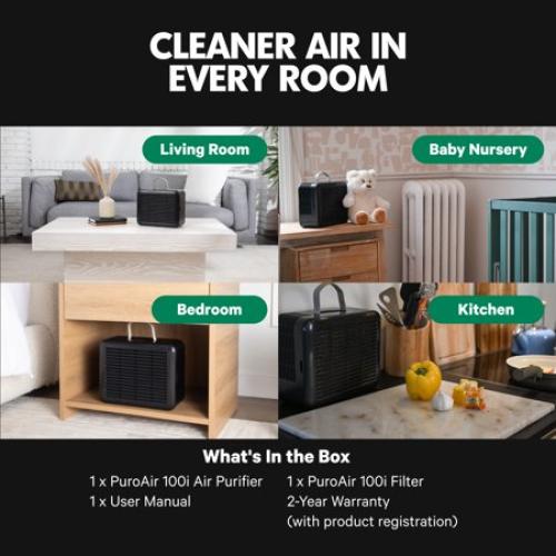 PuroAir 100i HEPA Air Purifiers for Home Pets - Covers 550 sq ft