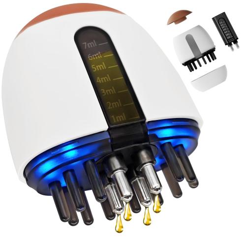 Minoxidil Applicator 2025, Electric Scalp Oil Applicator with High Vibration, Quick Efficient Apply No Messy Scalp Massager Hair Growth, Use for Home & Travel Red/blue