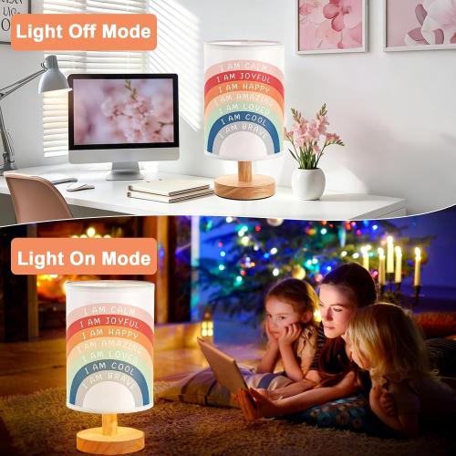 Lonfliness Boho Kids Table Lamp Rainbow Bedside Lamp Bedroom LED