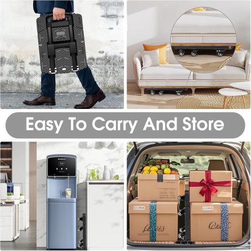 Folding Hand Truck 500lbs, Portable Heavy Duty Dolly Cart, 6 Wheels Collapsible Luggage Cart with 2 Elastic Ropes - Compact Trolley Cart for Easy Moving - Ideal Hand Cart for Travel and More