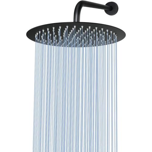 NearMoon Rain Shower Head, Ultra-Thin Design-Pressure Boosting, Awesome Some Experience, High Flow Stainless Steel Rainfall Head (12 Inch, Matte Black)