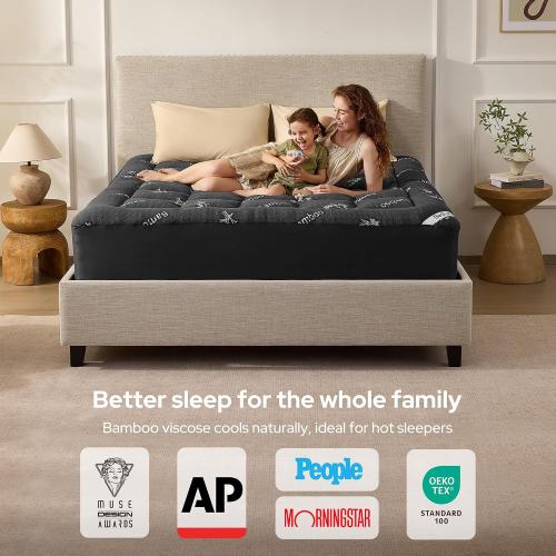 BEDLORE King Mattress Topper, Thick Soft Pillow Top Bed Topper