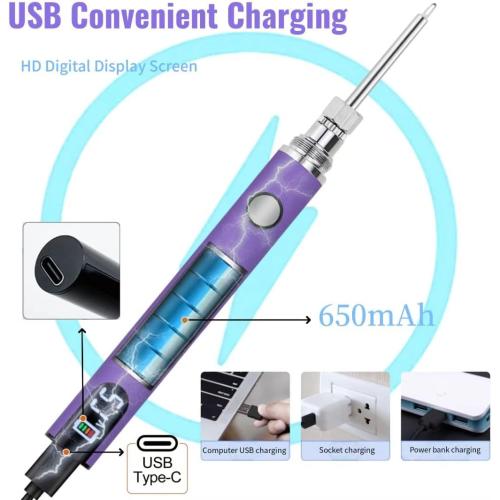 Rechargeable wire burning kit, digital wire burning tool. Suitable for bead stringing, leather craftsmanship, sewing, weaving, wax carving, wood stamping, etc (White)