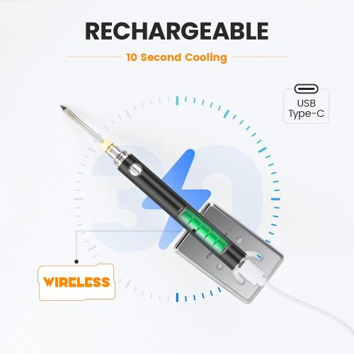 Cordless Soldering Iron Kit, ELMCONFIG 1100mAh USB Wireless Electric Soldering Gun Pen, Portable and Rechargeable for Home Appliance Repair, Electronic Components, DIY, Black