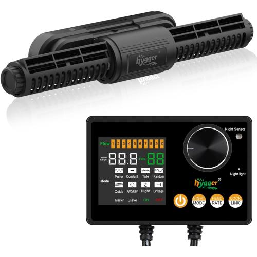 hygger Intelligent Wave Maker for Aquarium, Saltwater Freshwater Circulation Pump Adjustable 6 Waves/Night/Feed/Wireless Connection Mode, Magnetic Holder Display Controller Memory Function (35W)