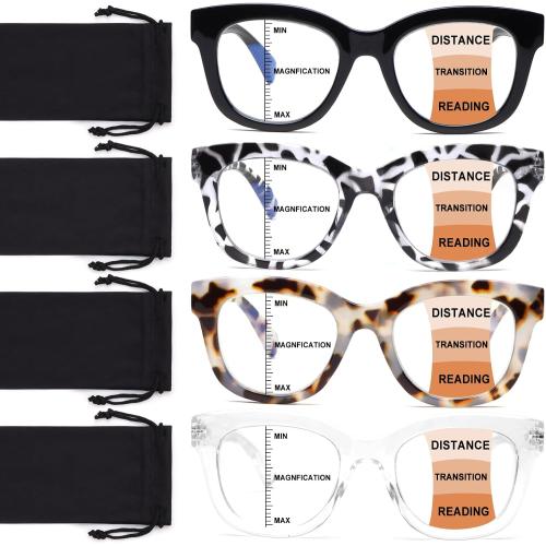 Progressive Multifocus Reading Glasses for Women Men Blue Light Blocking Computer No Line Multifocal Readers