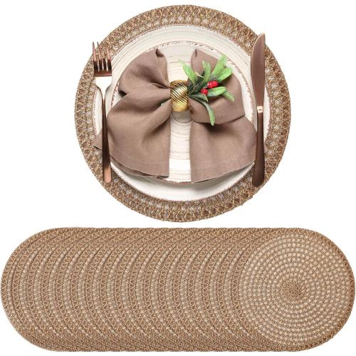 24 Pcs 13 Inch Round Jute Woven Placemat Burlap Boho Charger