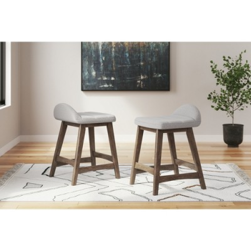 Set of 2 Color Grey Signature Design by Ashley Lyncott Counter Height Upholstered Barstool with Foam Cushion, Set of 2, Light Gray