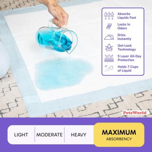 PETSWORLD Premium Extra Large Dog Pee Pads (43 x 74) – Jumbo Puppy Training & Incontinence Pads for Large Dogs & Multi-Pet Homes – Leak-Proof, Odor Control, 5-Layer Absorbency