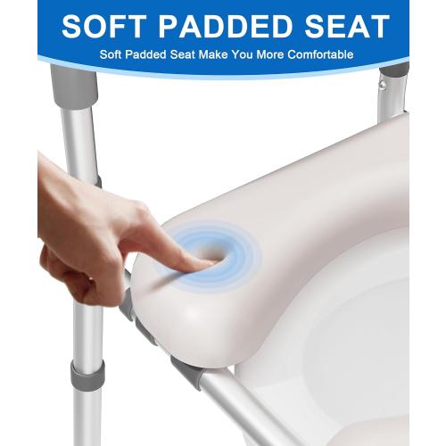 HOMLAND Raised Toilet Seat with Handles, Toilet Seat Riser for Seniors with Adjustable Height & Width, 400lb Handicap Elevated Toilet Seat for Elderly, Pregnant, Fit Any Toilet