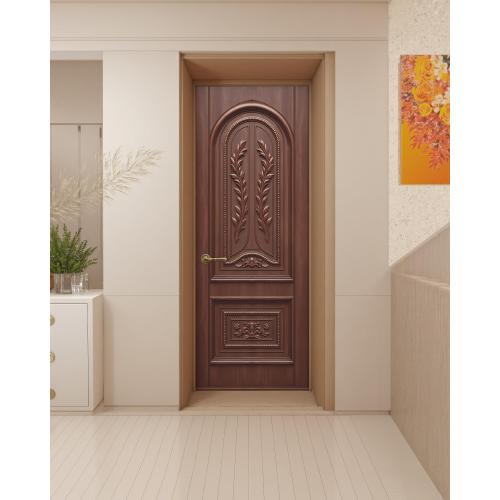 FLFK Decorative Door Mural Wallpaper Sticker, Self-Adhesive Peel and Stick, Classical Carved Wood Design, 30.3 x 78.7 inches, Split into 2 Pieces