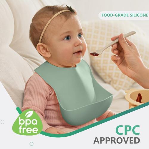 Cuddle Campus Set of 3 Silicone Bibs, Soft Adjustable Bibs for Boys & Girls