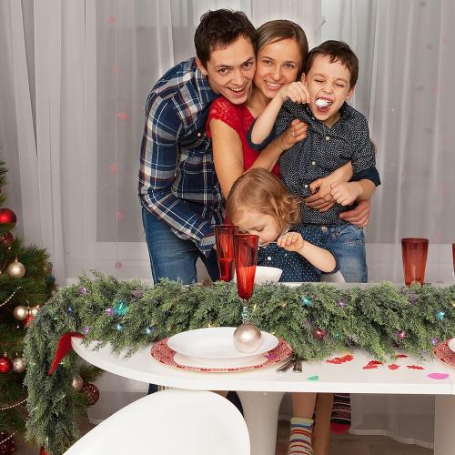 Cedar Christmas Garland with Lights for Mantle - Decorations 6 ft Realistic Lighted Faux Pine Garlands for Xmas Home Decoration Indoor Stairs Railing Fireplace Outdoor 6ft Prelit Garland Door Decor