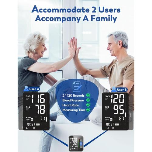 Blood Pressure Monitors for Home Use Upper Arm, Accurate Cuff 8.7”-15.7” Monitor with Large Backlight Display 2 Users 240 Sets Memory & HR Detection, Digital BP Machine with Carrying Case