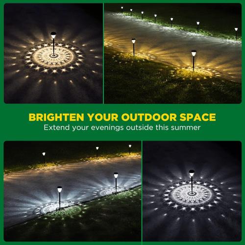 URAGO Super Bright Solar Lights Outdoor Waterproof, Dusk to Dawn Up to 12 Hrs Solar Powered Outdoor Pathway Garden Lights Auto On/Off, LED Landscape Lighting Decorative for Walkway Patio Yard