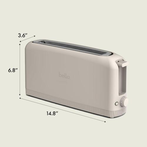 bella Fits-Anywhere™ 2-Slice Slim Toaster, Long Slot & Extra Wide, Oatmilk