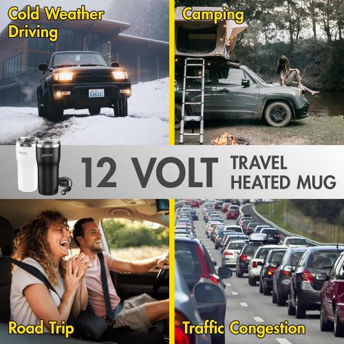 Wagan EL6101 12V Travel Car Heated Mug Portable 16oz Coffee Cup Tumbler