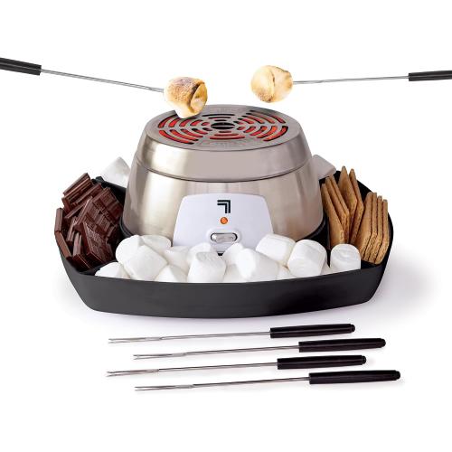 Sharper Image Electric S’mores Maker – 6 Marshmallow Roasting Sticks & Serving Tray Station| Indoor Smores Kit| Kids & Family Party Activity| Kitchen Gadget| Movie Night, Sleepover, Housewarming Gift