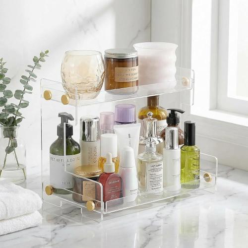 Bathroom Counter Organizer Acrylic Standing Holder Cosmetic Storage Perfume Shelf for Bathroom Bedroom Dressing Table1