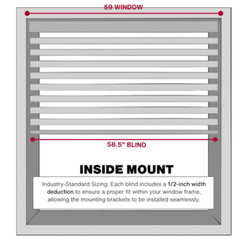 Lotus & Windoware Cordless 1 Vinyl Mini Blind Light Filtering Horizontal Blind, 59 Width x 60 Length, Alabaster, Smooth