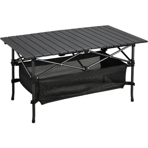WUROMISE Lightweight Aluminum Folding Camping Table (37.13” x 21.57” x 19.69”), Portable Roll-Up Design for Outdoor, Camping, Beach, BBQ, Patio, and Picnic, Durable & Waterproof with Carrying Bag
